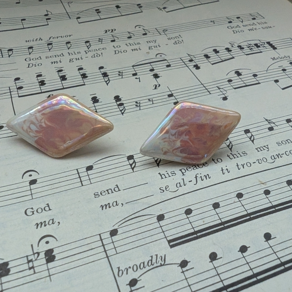Iridescent Diamond-Shaped Earrings - Picture 1 of 6
